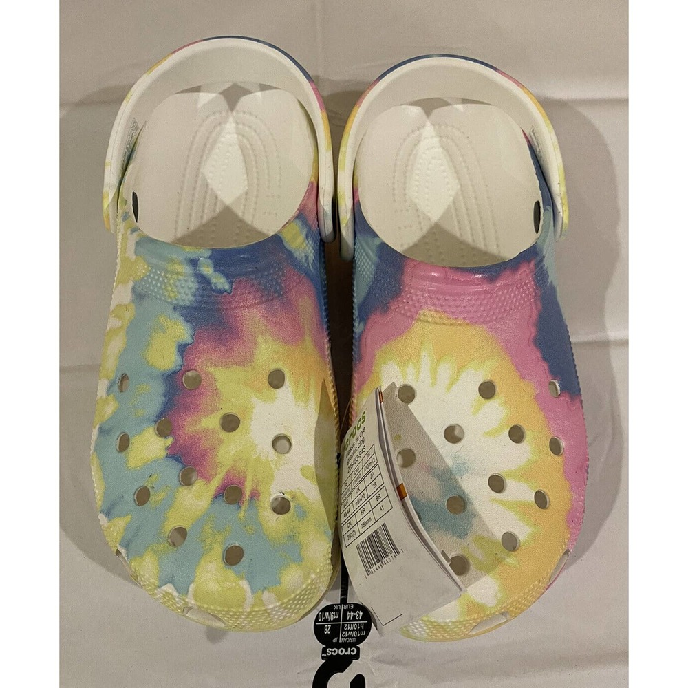 NWT CROCS Classic Tie-Dye Graphic Clogs Size Mens 10 Womens 12 Multicolor New - Picture 2 of 11